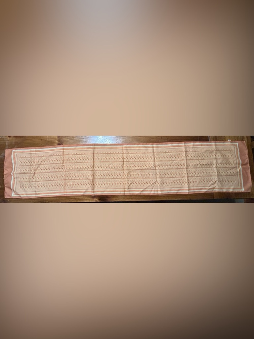 Peach Patterned Cotton Table Runner or Scarf